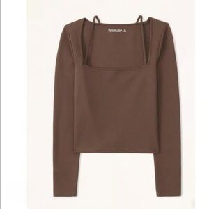 Abercrombie & Fitch Strappy Ponte Top Long Sleeve soft collection L Brown
